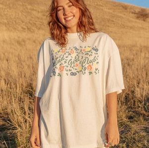 NWT Indy Brand Kind Girl Club Oversized Tee Cream Colored